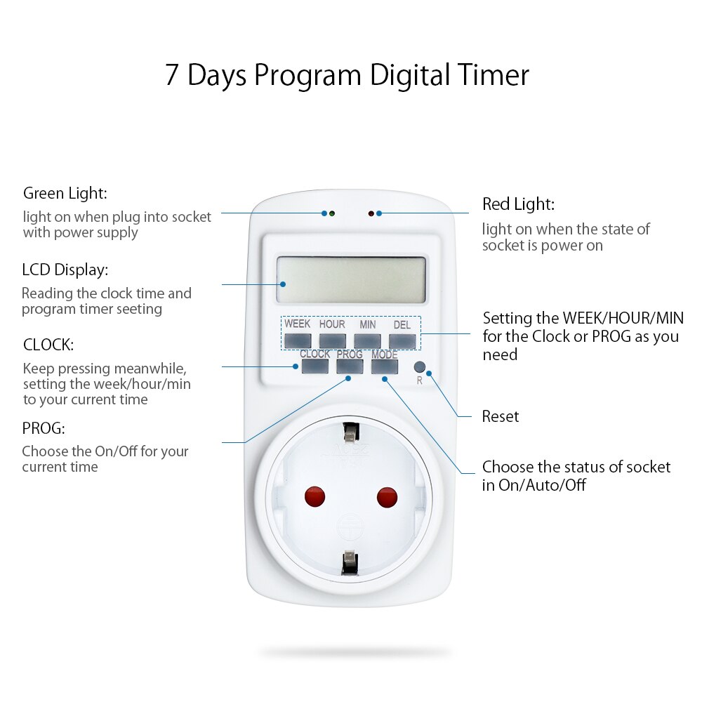 NTONPOWER Smart Socket Electronic Digital Timer Switch EU Power Plug wall Socket With Timer for Kitchen bedroom and office