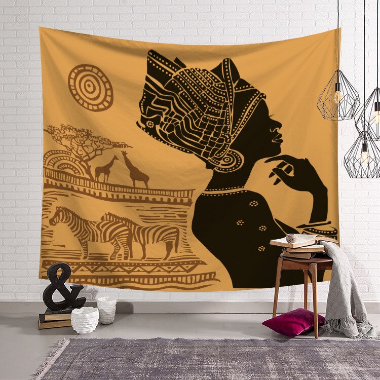 African woman hanging cloth Home decoration tapestry Living room wall hanging Bedroom bedside decoration background cloth95*73cm: 785