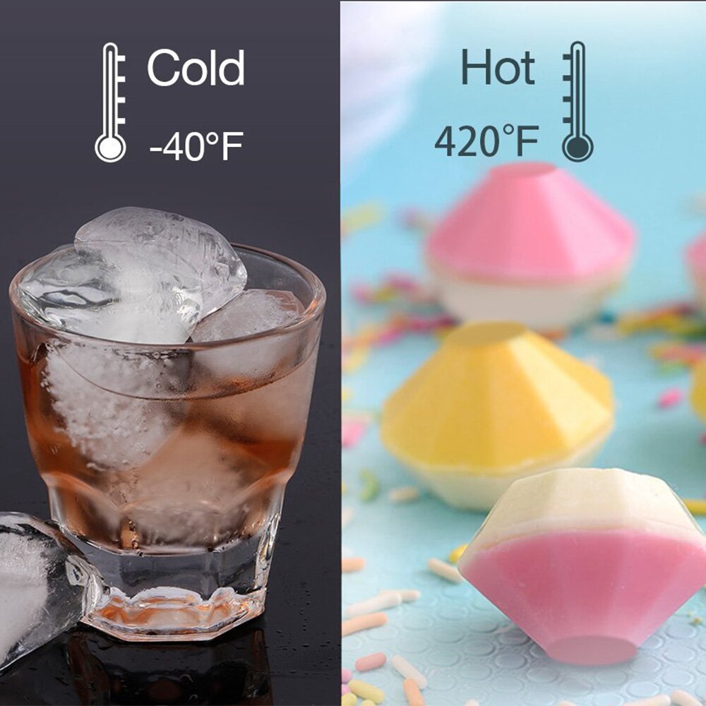 Silicone Diamond Ice Cube Tray Reusable Ice Cubes Maker Diamond Shaped Ice Cream Moulds Whiskey Wine Cocktail Bar Party Tools