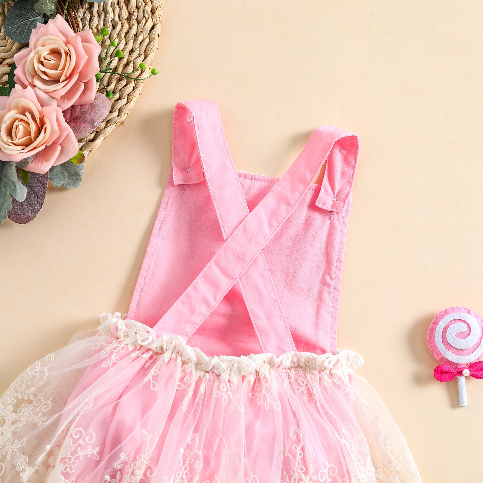Citgeett Zomer Peuter Baby Meisjes Bodysuit Jurk Kant Patchwork Mesh Mouwloze Jarretel Jumpsuit Kleding