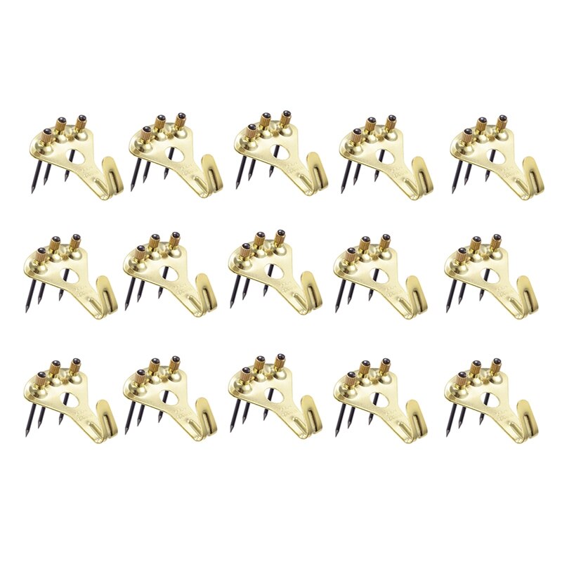 Ganchos para colgar en el marco de la imagen, Kit de ganchos para colgar en el espejo, con clavos, de 100 libras, paquete de 15 Uds.: Default Title