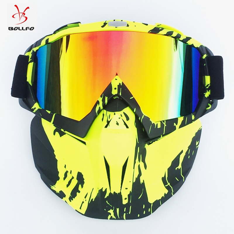 Bollfo Ski Snowboard Bril Sneeuwscooter Skiën Goggles Winddicht Skiën Glas Motocross Zonnebril Met Mond Filter Earware: HXSBF65807