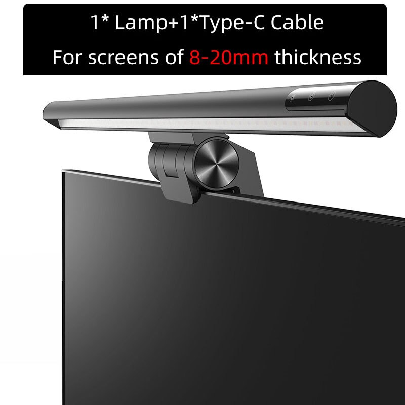 Baseus Computer Bildschirm Licht LED Bar Schreibtisch Lampe PC Monitor Bar Hängen Tisch Lampe Büro Lesen Stufenlose Dimmen USB Nacht licht: Schwarz klassisch