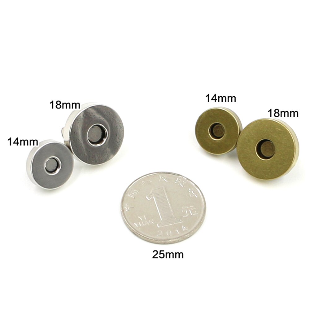 5 stk magnetisk lås pung trykknapper lukninger 14mm 18mm metal rund knap taske tryk knap knap taske tilbehør