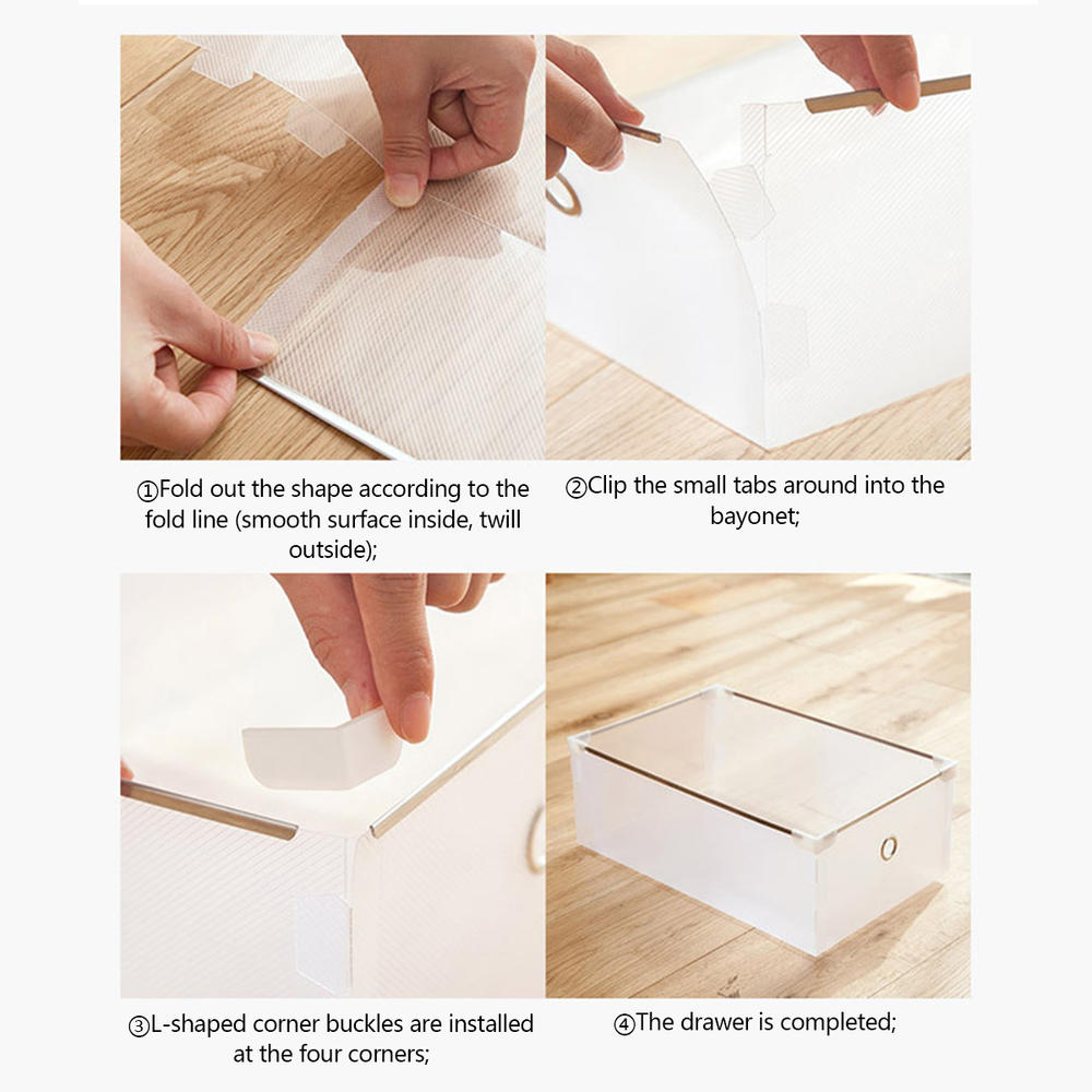 Foldable Plastic Storage Box Thicken Crate Clothes Shoes Drawers Clear Storage Drawer Organizer For Home Save Space Accessories