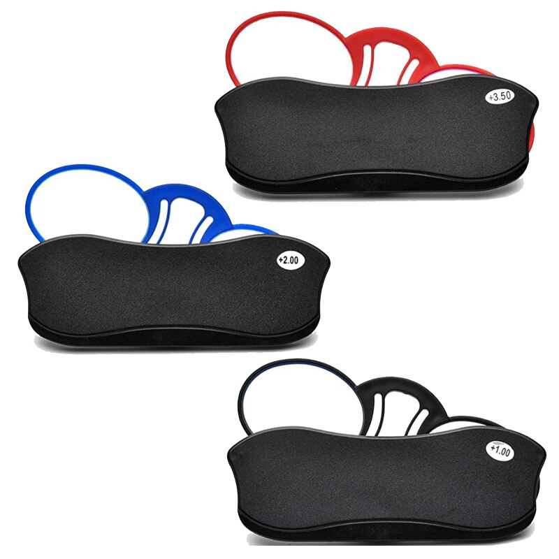 Mini Tragbare Nase Clip Lesebrille Männer Frauen Brieftasche Reader TR Lesebrille mit Fall + 1,0 Zu + 3,0