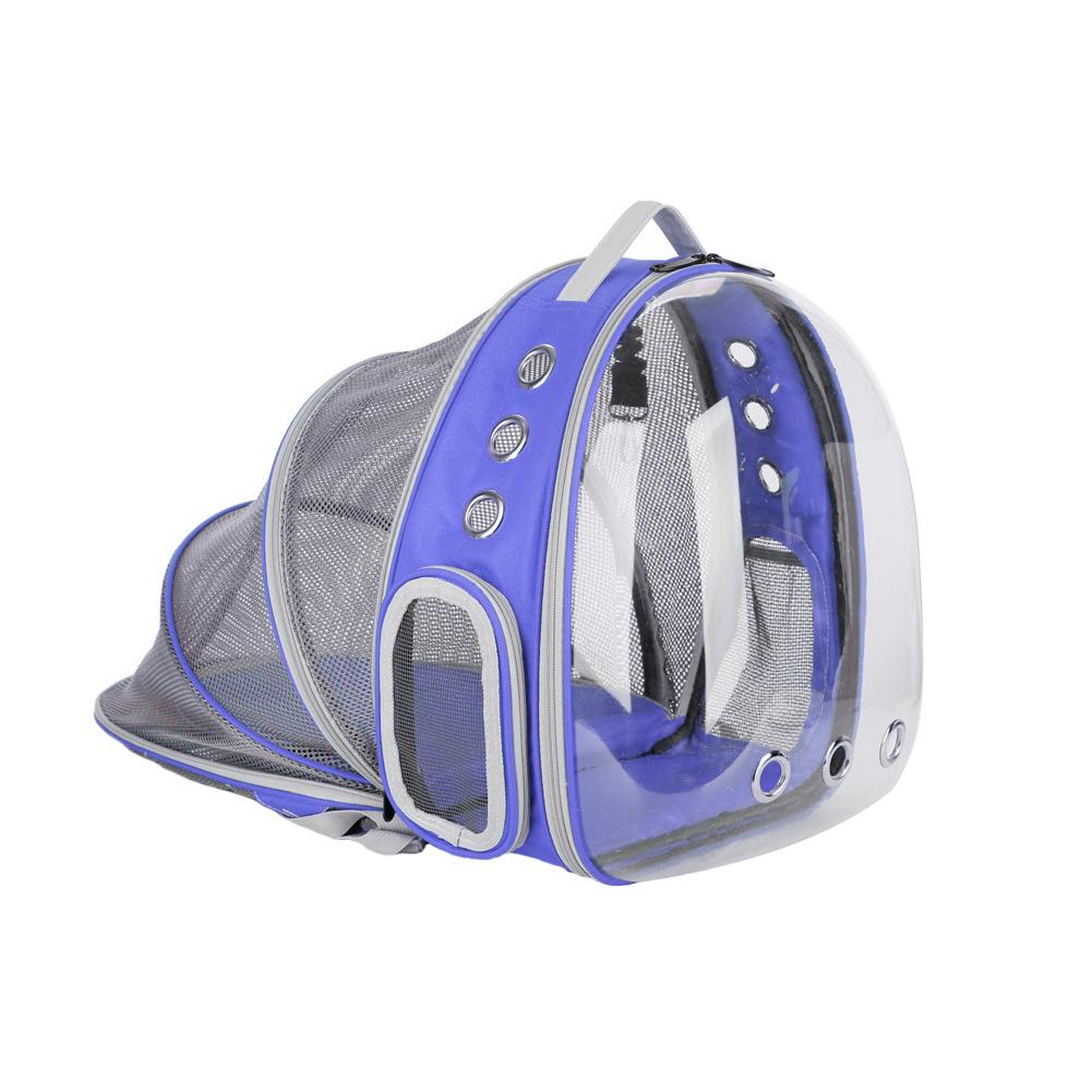 Kattekat rygsæk multifunktions bærbar gennemsigtig kæledyrsholder, der foldes stort rumkapsel boble skulder kæledyrs rygsæk: Blå