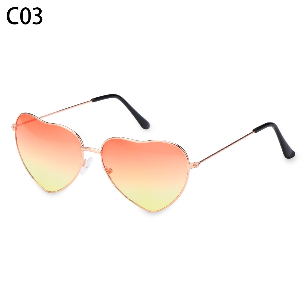 1 unidad de gafas de sol en forma de corazón retro UV 400 Color caramelo gradiente océano lentes marco de Metal vestido de fantasía ropa de calle mujer: C03
