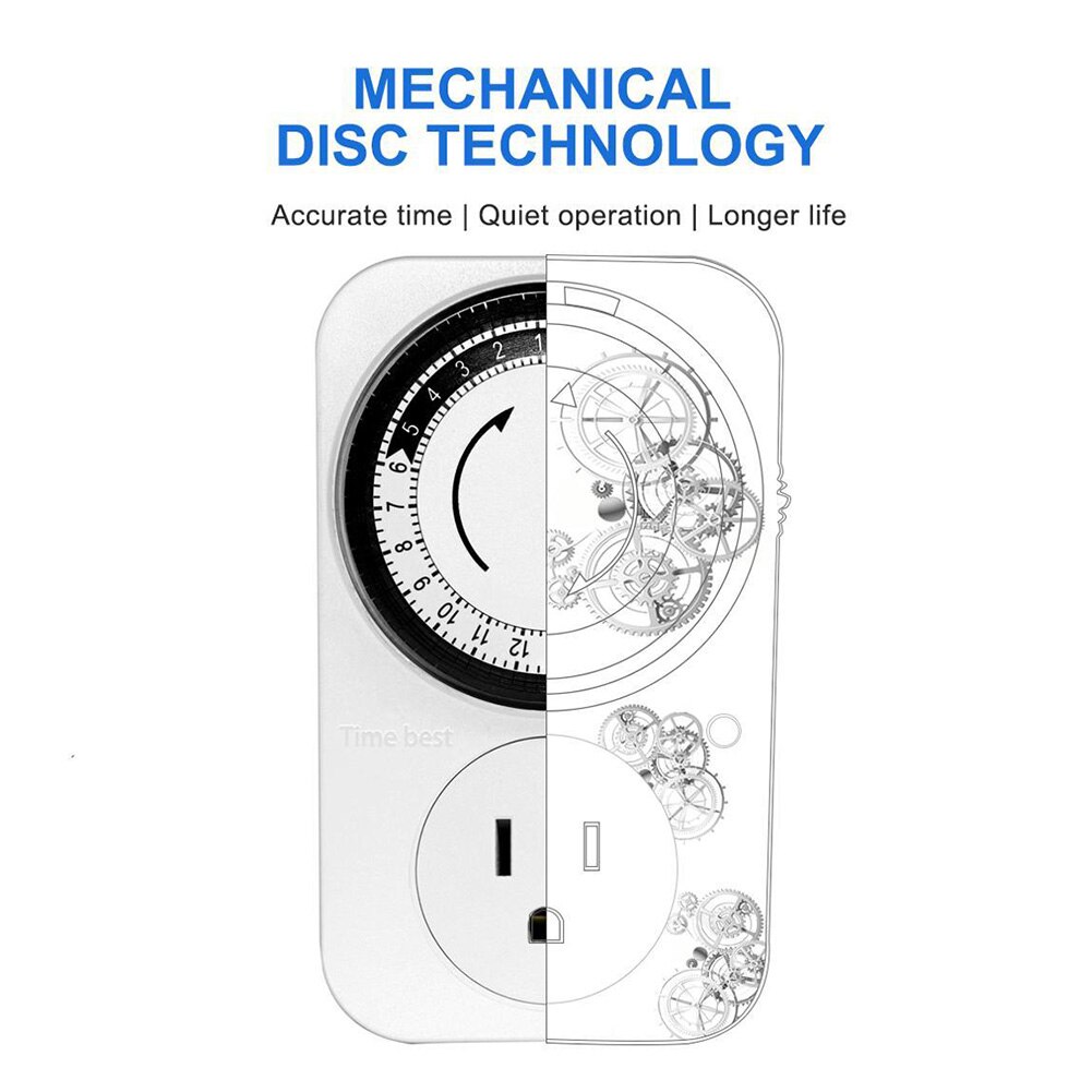 Mechanical Energy Saving Timer Switch Kitchen Power Timer Outlet Time Controller 24 Hours Cyclic Timing Socket for Household
