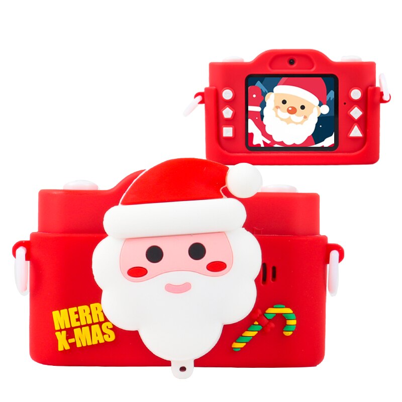 Christmas Cartoon Cute Shatter-resistant Children's Digital Camera High-definition Dual Camera Kid Toy: Red / Standard