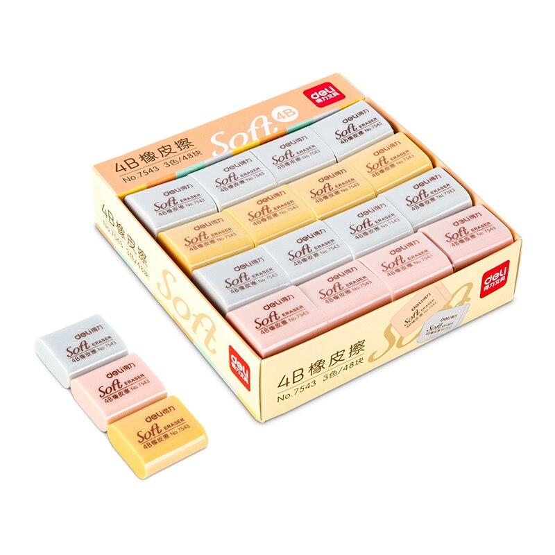 4Pcs 3Colors Soft 4B Rubber Erasers Students School Test Answer Card Pencil Eraser Homework Draw Art Class Wipe Clean Safe 7543