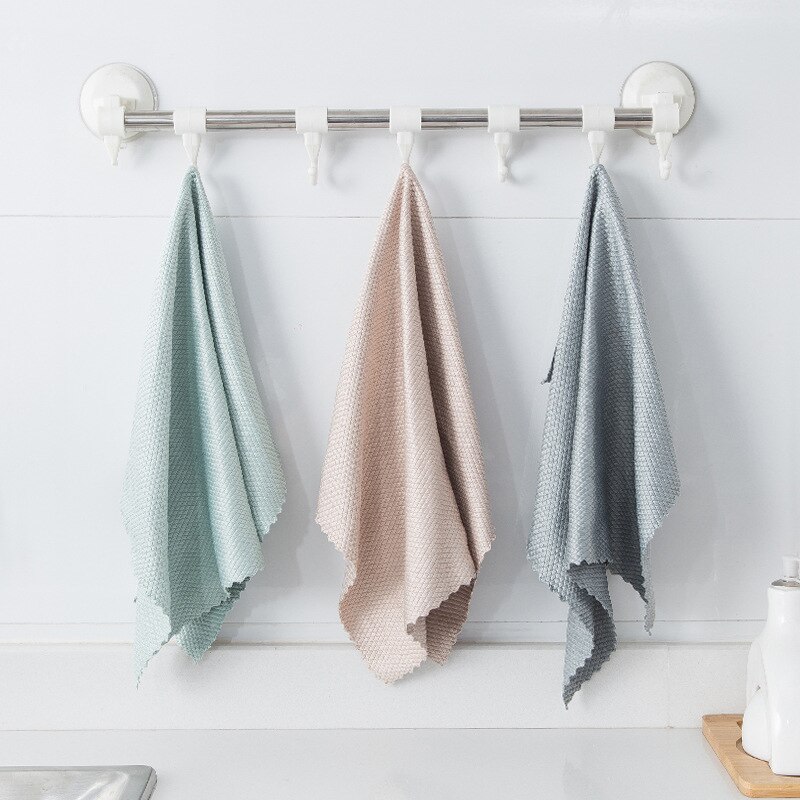 Chiffon spécial en écailles de poisson 30x40cm, pour le nettoyage du verre, pas de Traces, élimination de l'huile de cuisine, Non marquant, absorbant, serviette en peluche, 3 paquets