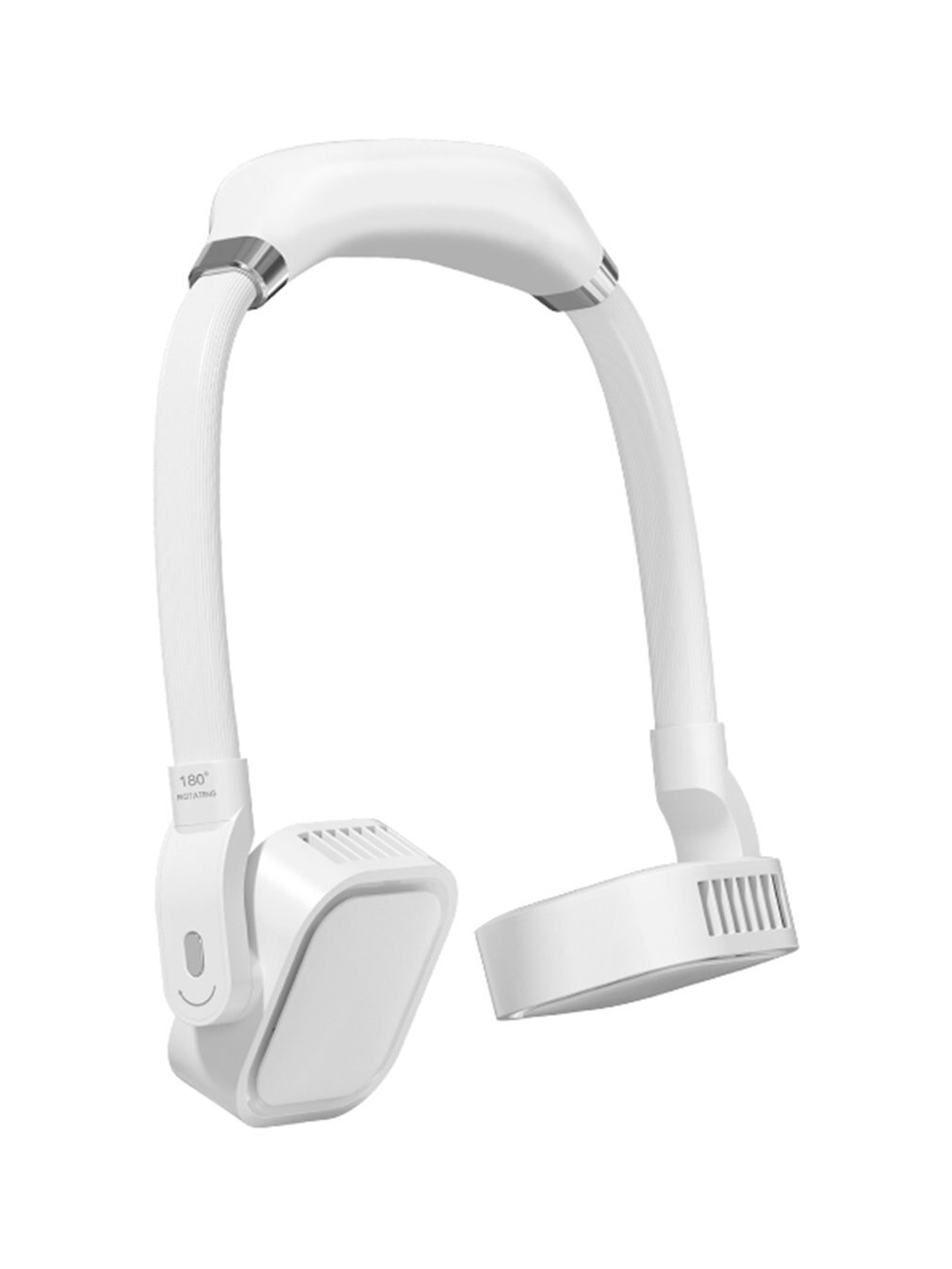 Portable Neck Fan - 4000mAh USB Rechargeable - Bladeless Personal Fan - 12hr Battery Life - ABS Silicone Metal: White