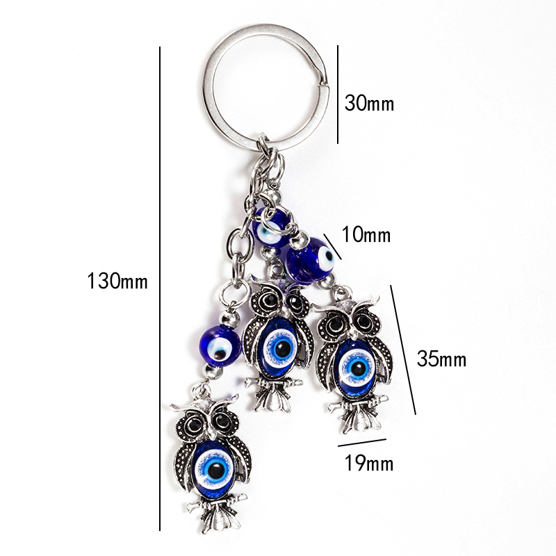 Porte-clés porte-bonheur turc grec pour hommes et femmes, bijoux EY5330 en verre, Animal, hibou plante, mauvais œil,