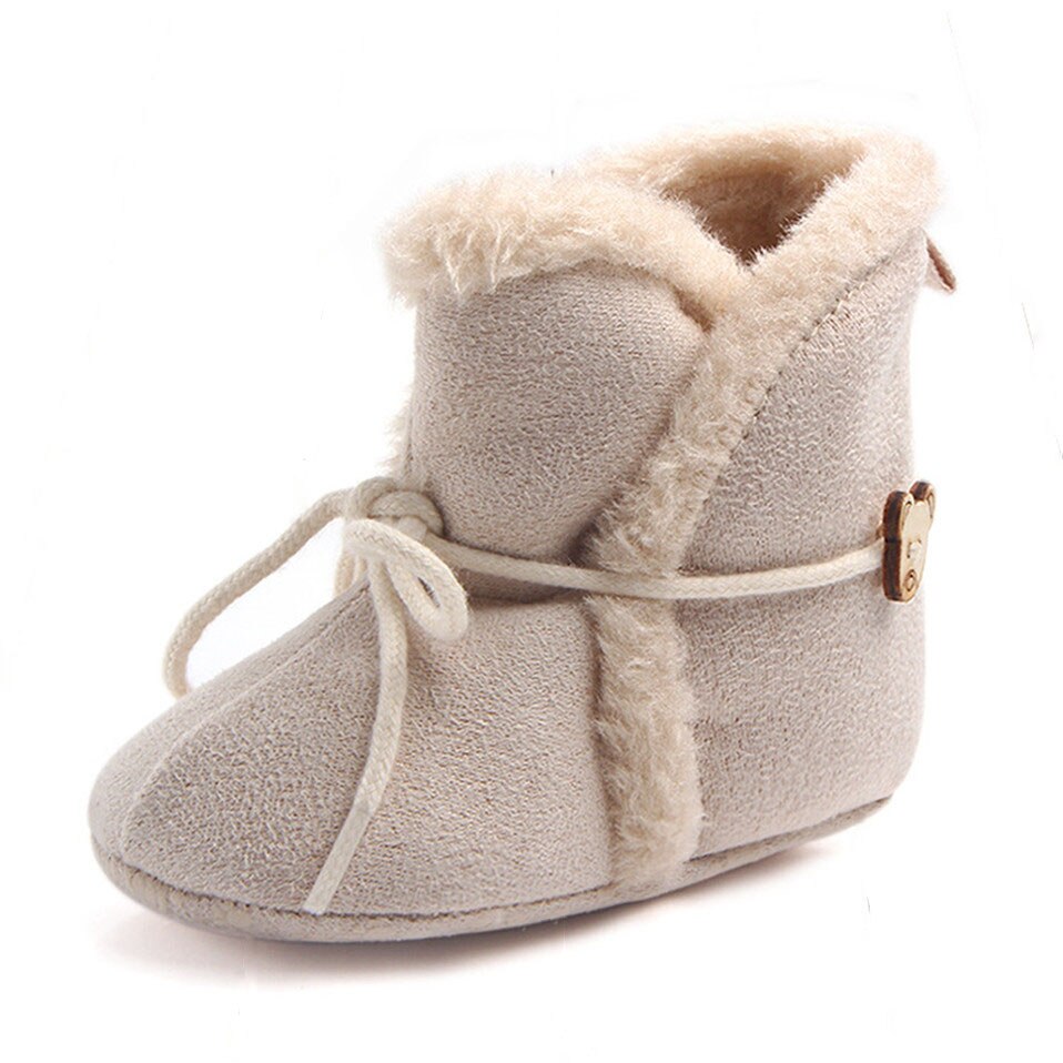 0-18m nyfødte baby baby piger sne støvler vinter varm baby sko solid botton plys ankelstøvler: Grå / 7-12 måneder