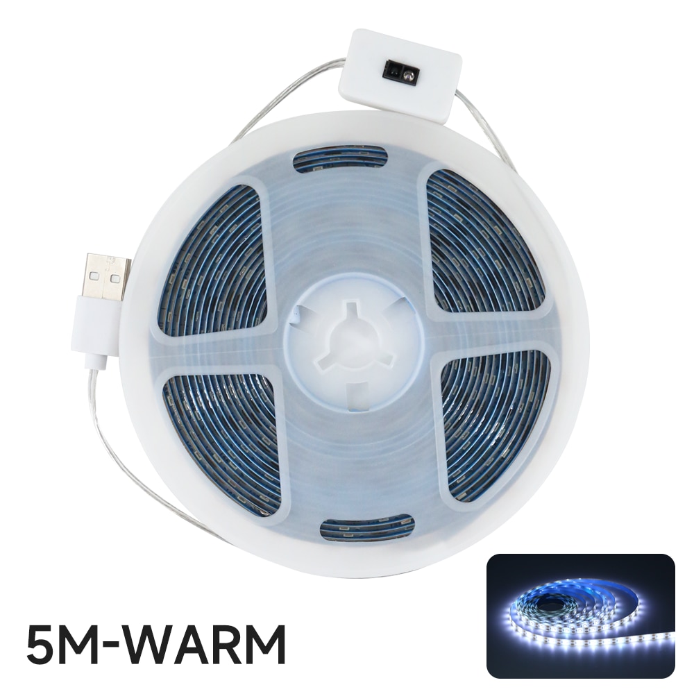 Tira de luces LED con Sensor de encendido y apagado, luz de fondo con USB, CC de 5V, barrido manual, TV, cocina, debajo del gabinete: Azul