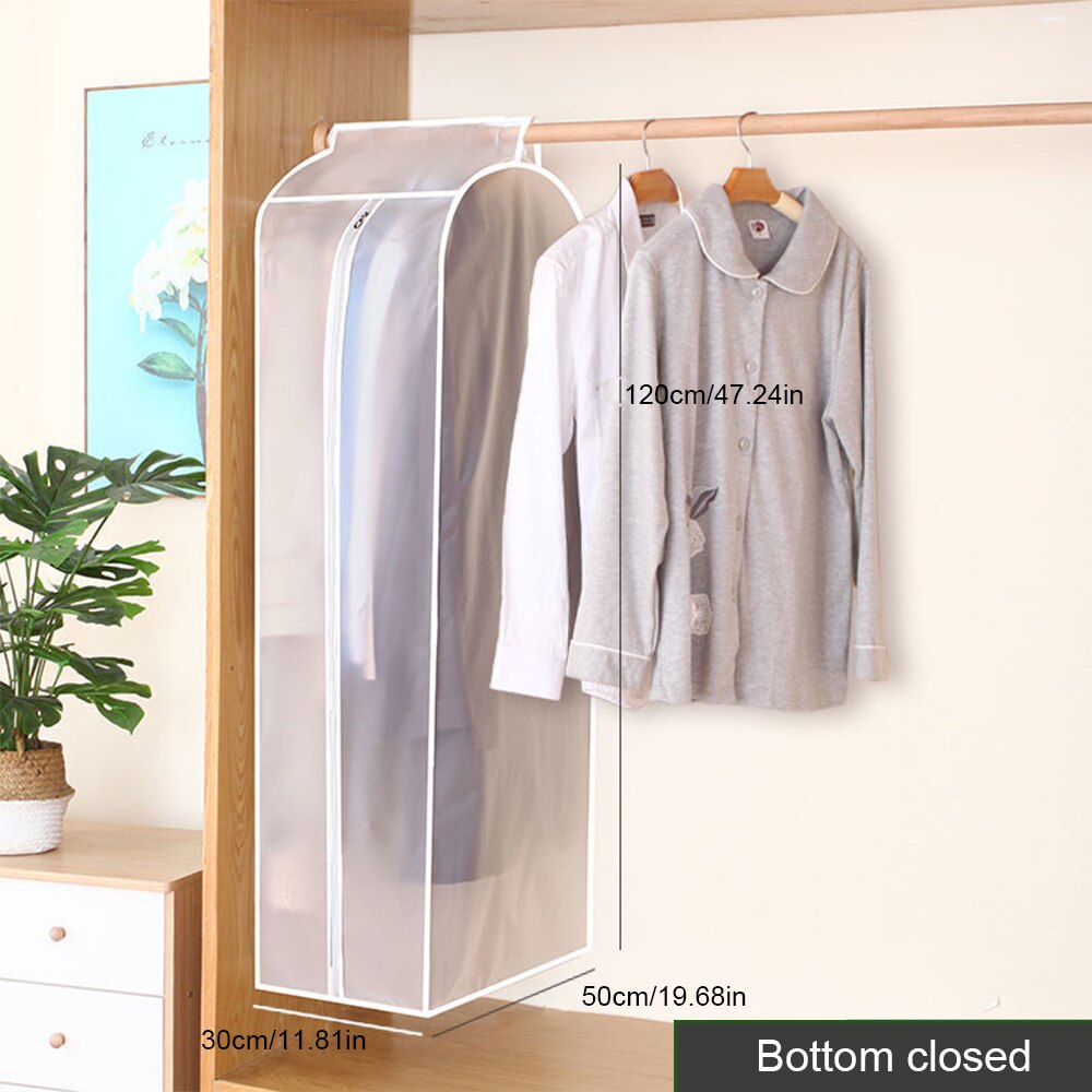 3D Zipper Dust Clothes Cover Wardrobe Storage Bag Translucent Waterproof Suit Coat Protector Storage Bag Closet Hangers Storager