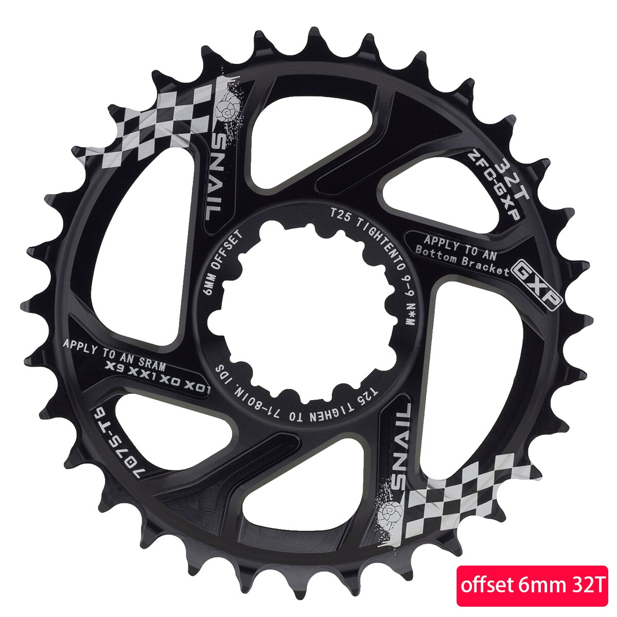 Bike Single Speed Chainring Direct Mount Narrow Wide Aluminum Chainring Round 28T-40T Chainwhee For SRAM GXP Crank gx xx1 X1 x9: 32T Offset 6MM