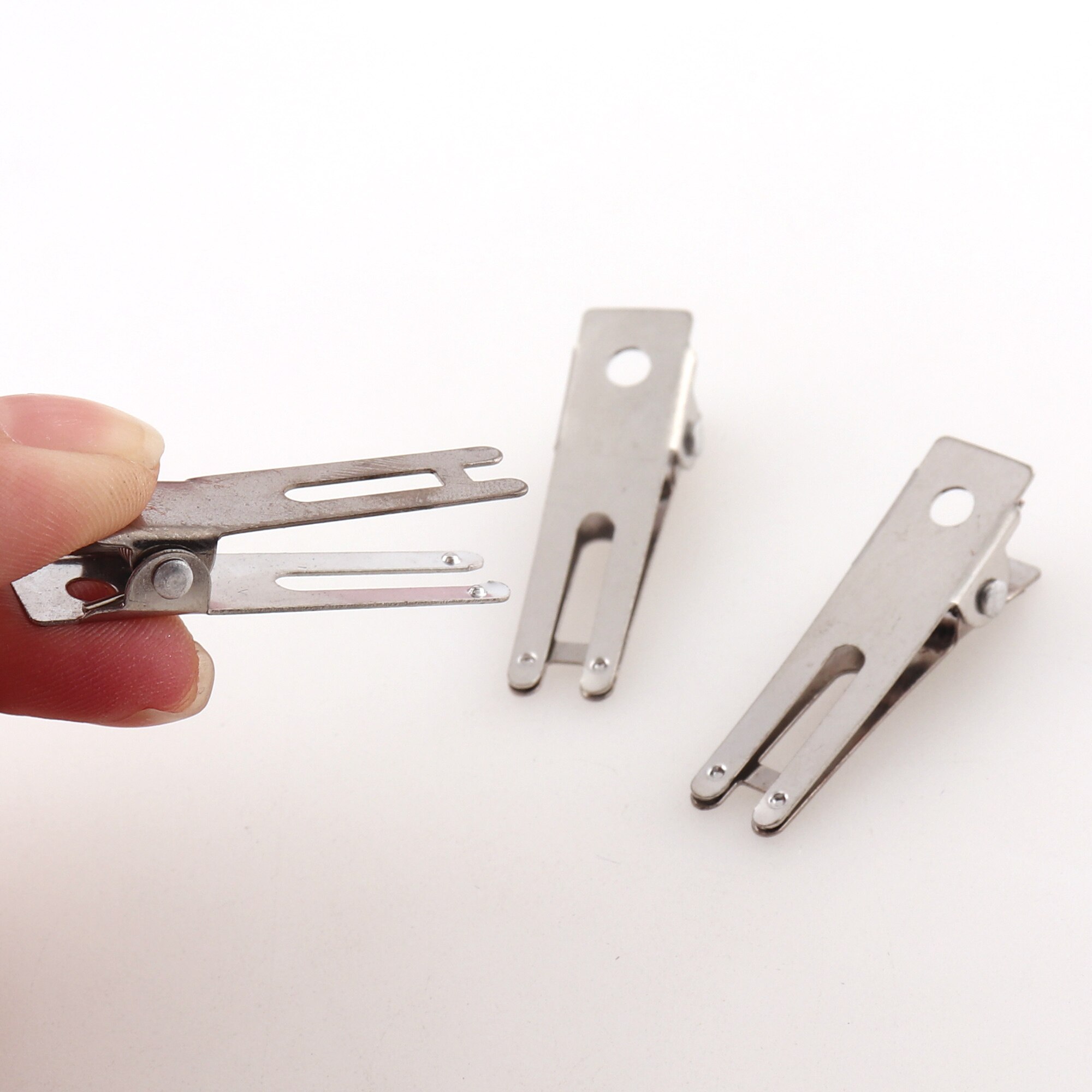 Pinzas de metal plateadas de doble punta, pinzas para el pelo de cocodrilo, pinzas para el pelo, broche trasero, accesorios para el cabello, broche, Acce