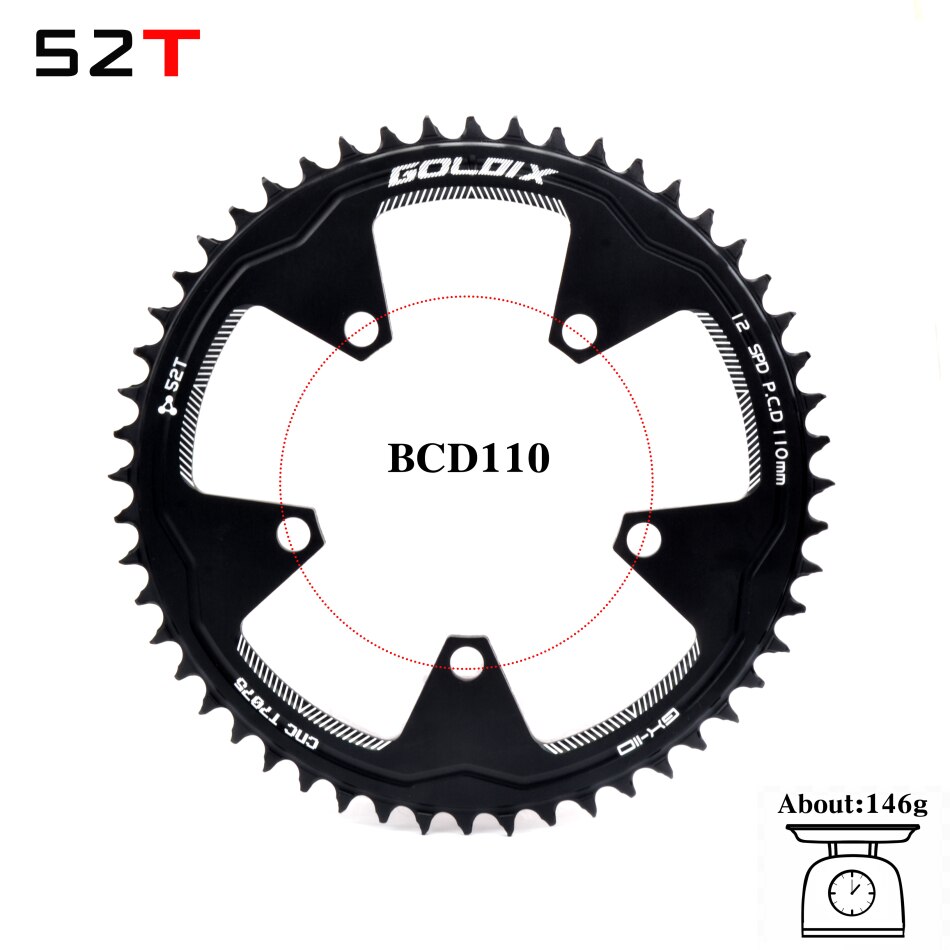 Goldix 110/5 Bcd 110BCD Racefiets Smalle Brede Kettingblad 38T-58T Fiets Kettingblad Forshimano Sram Fiets Crank accessoires: 110 BCD 52T