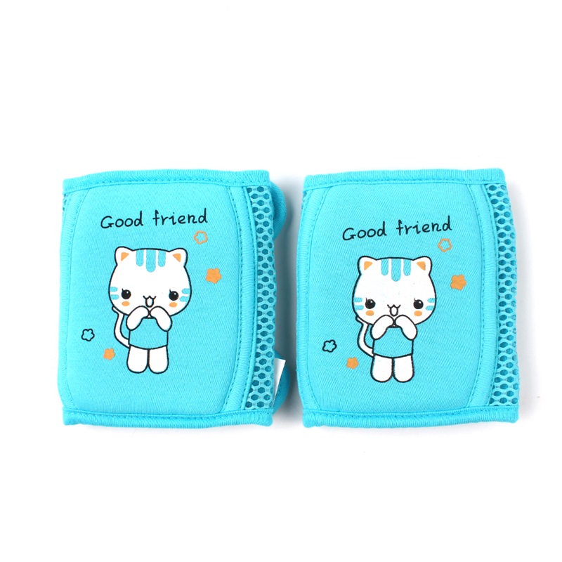 Cartoon Jongens Meisjes Kniebeschermers Kids Veiligheid Kruipen Elleboog Baby Peuter Baby Been Warmer Veiligheid Kids Mesh Knie Ondersteuning Beschermen: Blue Cat