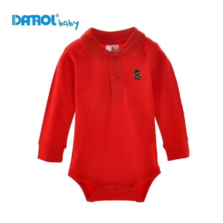 Lange Baby Jongen POLO Bodysuits Lange Mouw body bebe bodysuit baby boy kleding jumpsuit: 19-24 months / Red