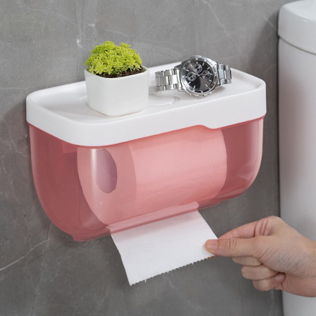 Toiletpapier Rolhouder, Zelfklevende Muurbevestiging Waterdichte Wc Tissue Opbergdoos Voor Badkamer Papieren Handdoek