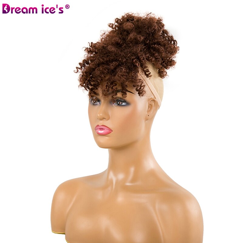 afro Crespo Dei Capelli Ricci coda di Cavallo Alta soffio clip in Parrucchino Sintetico Coulisse coda di Cavallo con La Frangetta di Capelli del Panino Estensioni: 33