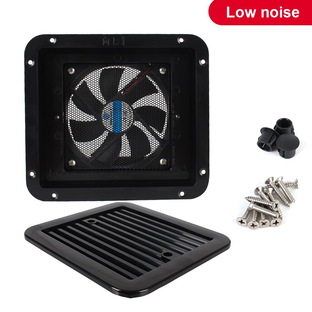 Ventiladores para caravana RV de 12V, ventilación de aire para nevera, escape lateral, viento fuerte, Camper, coche, accesorios para automóviles, piezas de barcos marinos: Negro