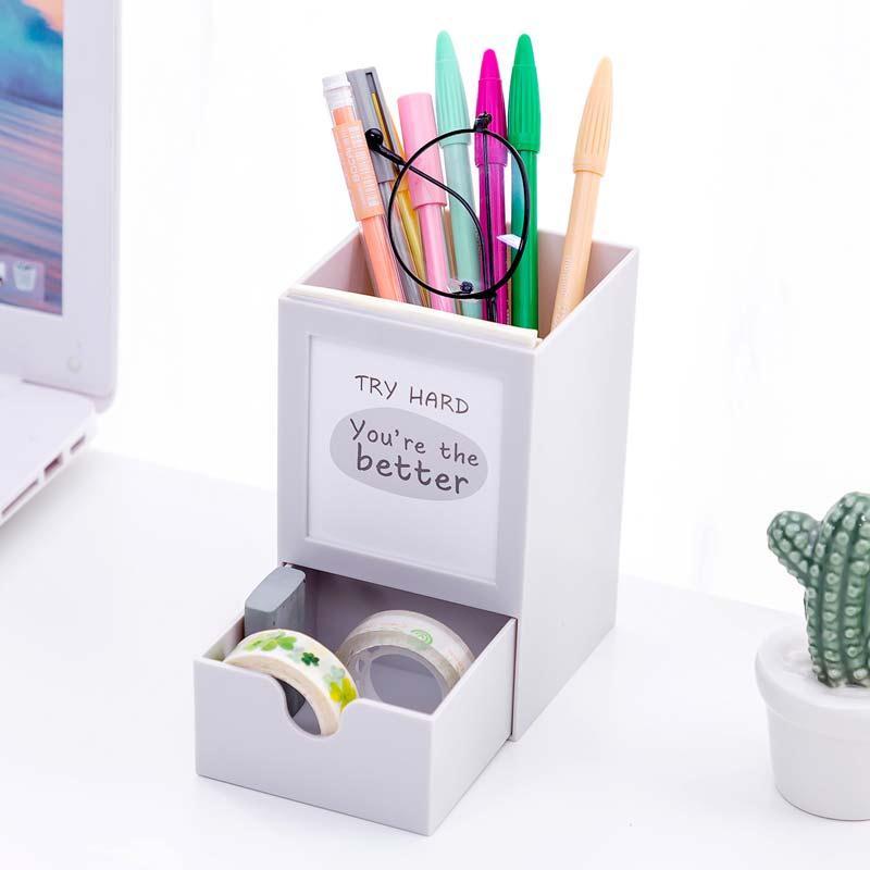 Multi-funktion Stift Halfter Schreibtisch Kuli Veranstalter Schublade Schreibwaren Bleistift Ständer Kunststoff machen-hoch Pinsel Halfter Organizer Lagerung Kasten