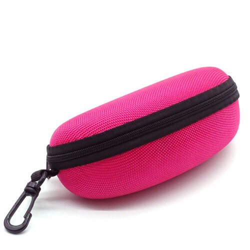 Gafas de sol con cremallera resistente a la presión, Estuche portátil duro, caja de anteojos, funda, bolsa, accesorios de viaje, bolsas de almacenamiento: Rosa
