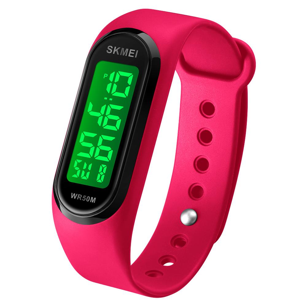 Simple Women Sports Watch Luminous Bracelet SKMEI Women Silicone Electronic Digital Watches 50M Watchproof Watch Ladies: rose red-black
