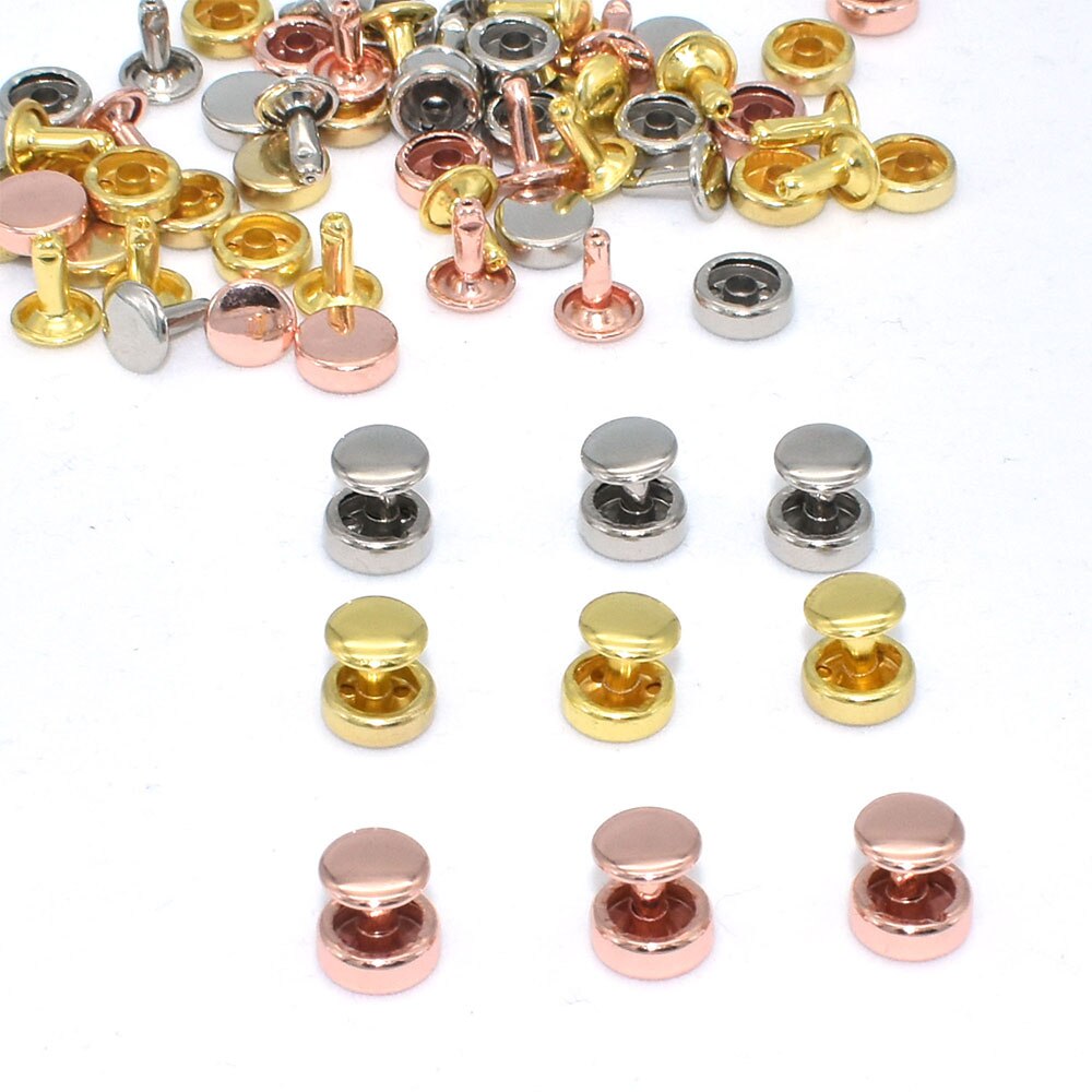 50 Sets Leather Rivets Double Cap Rivets Tubular-3Colors Rapid Rivets Leather Craft for DIY Shoes/Bag/Belts Repairs Decoration