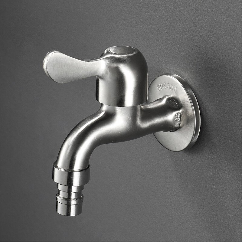 Washing Machine Faucet SUS304 Stainless Steel Washing Machine Faucet Wall Mounted Cold Bibcock Home Garden Cold Brushed Bibcocks: sharp-spout