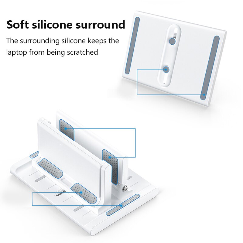 Verticale Verstelbare Laptop Stand Draagbare Notebook Mount Ondersteuning Base Houder Voor Macbook Air Pro Ipad Met Telefoon Tablet Houder