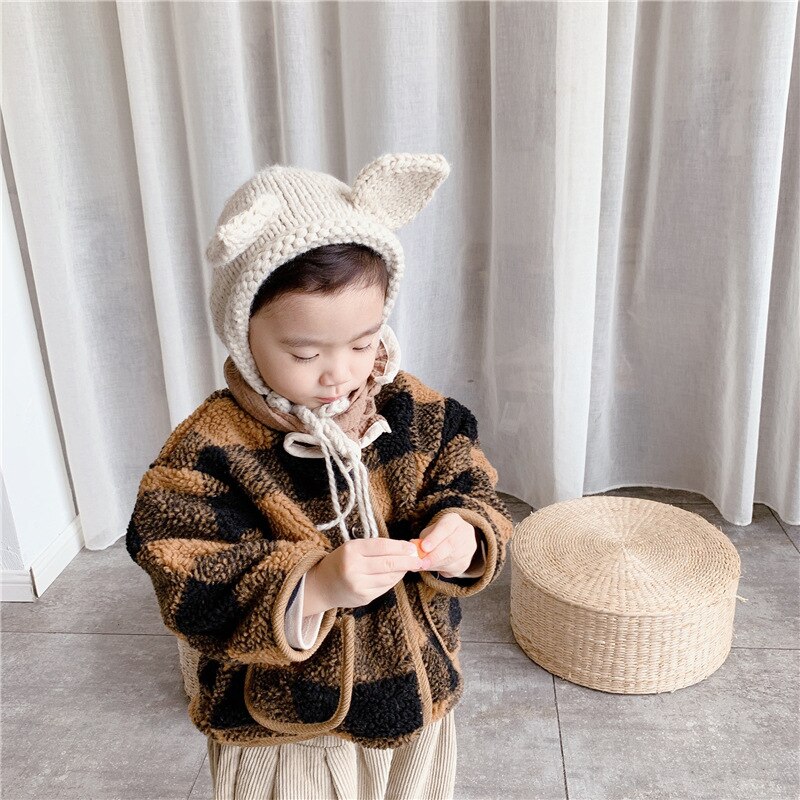 5550 wollen winterjassen voor kinderen, geruite katoenen kleding, babyjongens- en meisjesjassen, warme kleding, 1-7t peuteroutfits