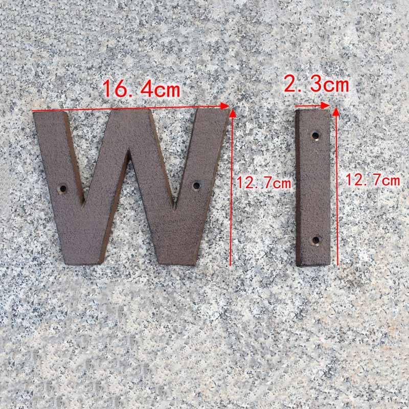 Decorative Door Plaque Letters Numbers Retro Cast Iron Metal DIY House Doorplate Letter Symbol Home Decor Number Signs