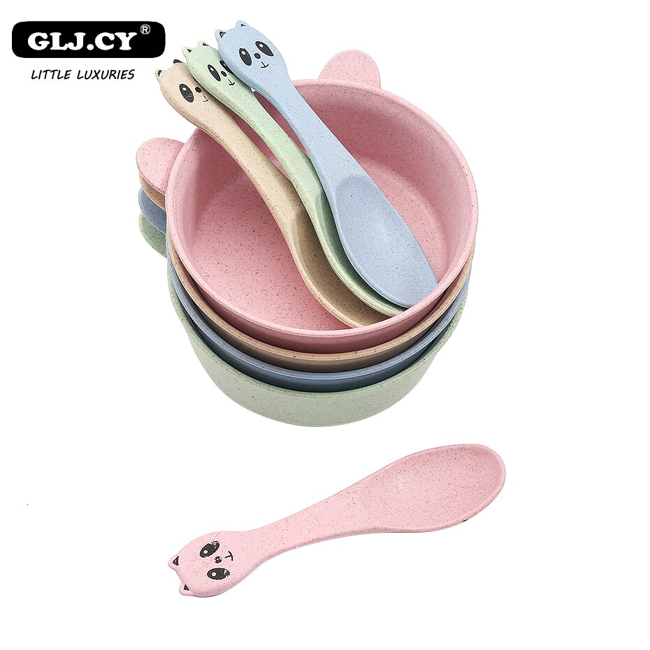 Vaisselle pour bébés vaisselle pour enfants, blé Panda, plats écologiques formation assiette, cuillère bol 2 pièces/ensemble