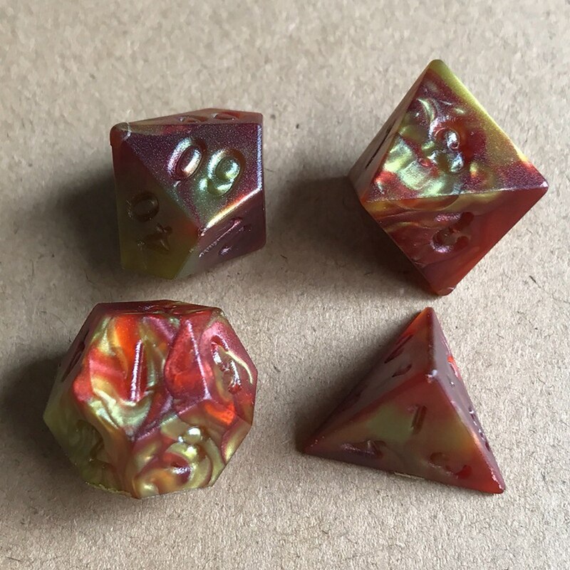 Ensemble de dés à facettes multiples, 7 pièces, acrylique, Double couleur, numérique, jeu de personnalité, DND