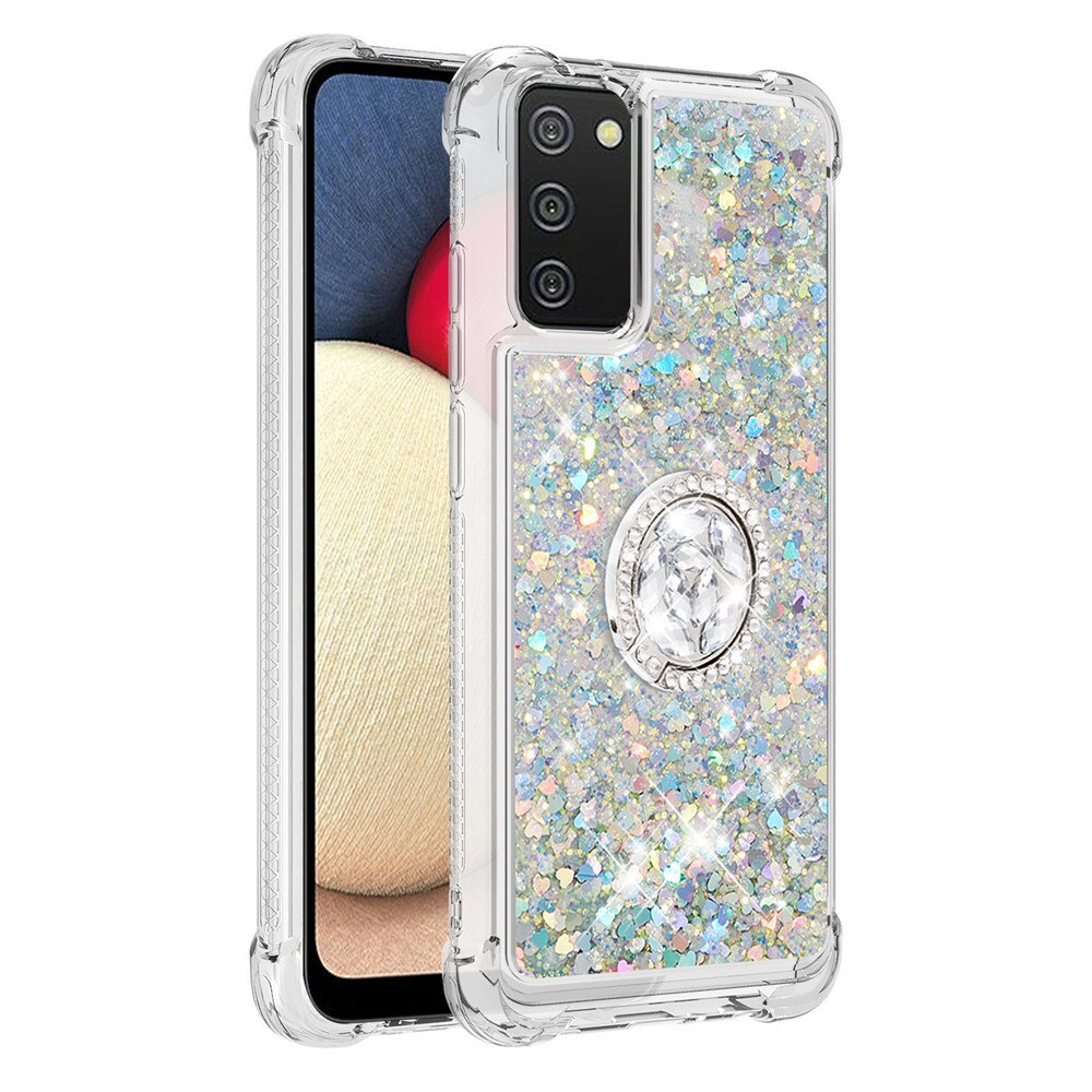 For Samsung Galaxy A 02S A02S EU US SM-A025F/DS rhinestone ring buckle anti-fall quicksand phone case for SM A02S cover coque: 2