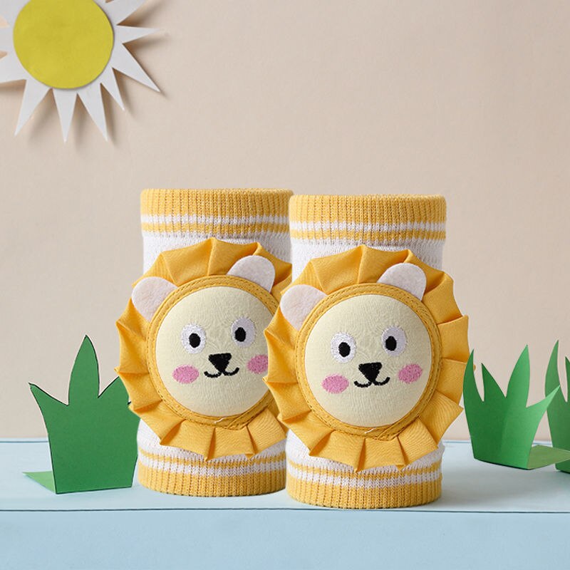 Ginocchiere per bambini cuscino per gomito strisciante di sicurezza per bambini neonati estivi protezione per bambini ginocchiere di sicurezza scaldamuscoli per bambini 0-3Y: yellow lion