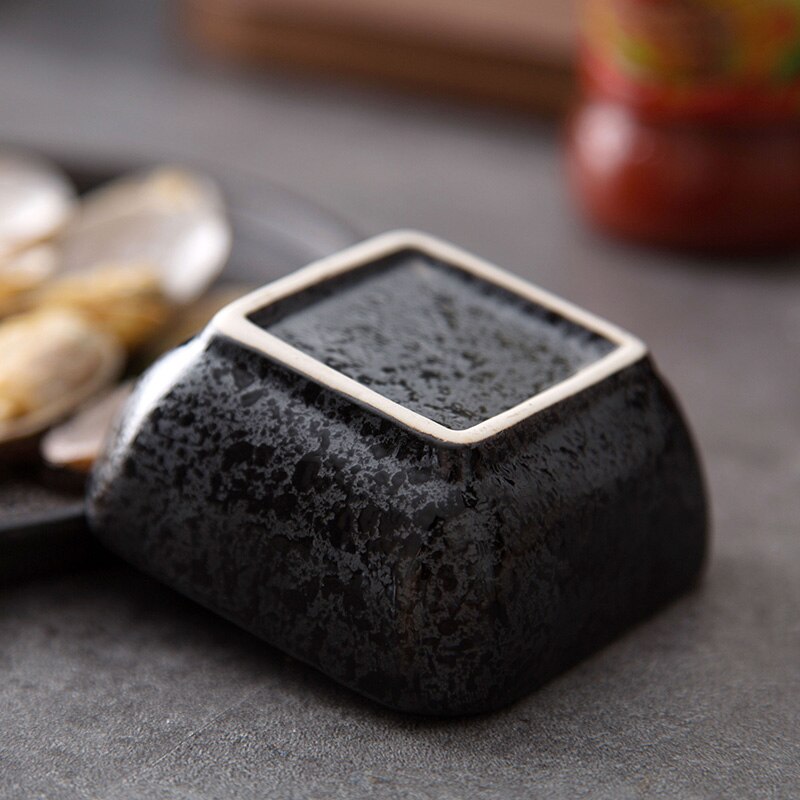 Japanese Style Square Saucer Home Soy Sauce Dish Ceramic Tableware Dish Sauce Plate