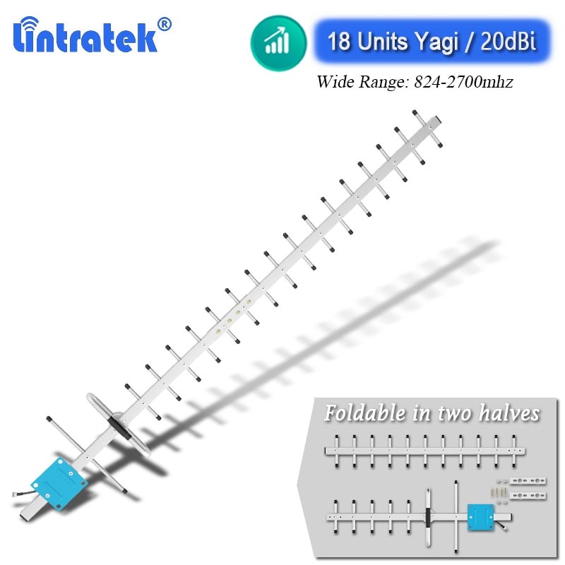 Lintratek 824-2700Mhz 20dbi High Gain 18-Eenheden Yagi Outdoor Antenne 2G 3G 4G lte Voor Cellphone Cellulaire Signaal Booster Reapeter