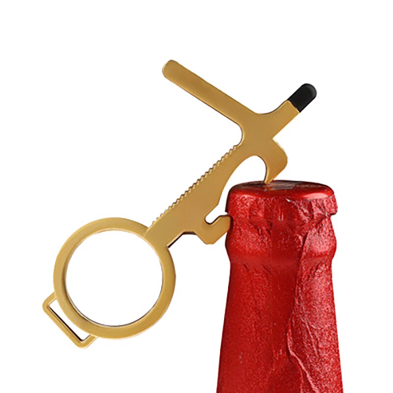 1pcs Door Handle Keychain Portable Stick Non-contact Hygiene Hand Press Elevator Tool Door Opener Avoid Touching Key Buckle 12