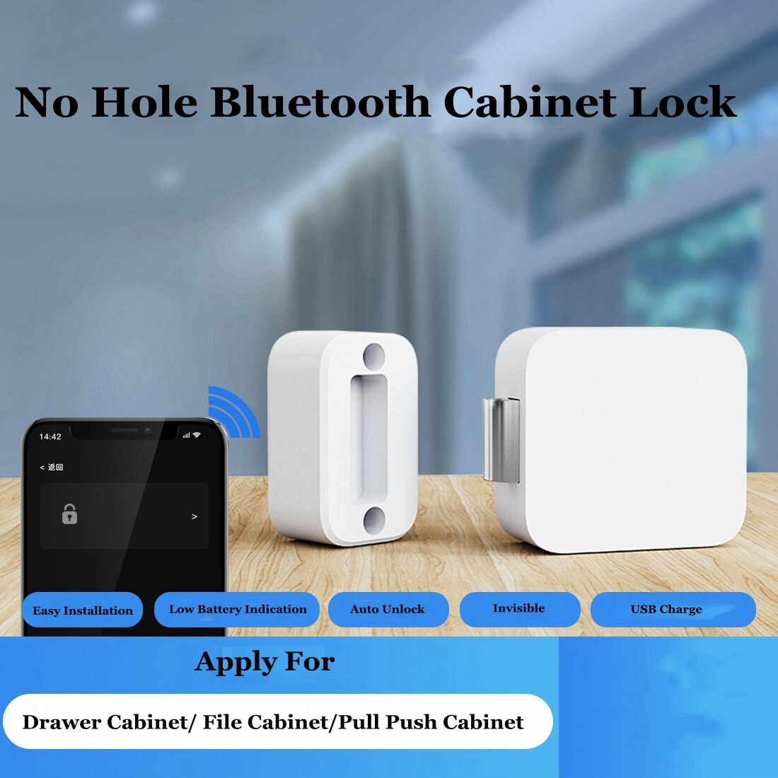 Tuya-Cerradura para puerta de gabinete Invisible con Bluetooth, Control por aplicación remota, para cajón, sin llave, oculto, sin agujero
