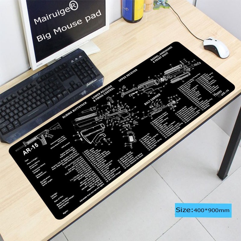Mairuige Gun Part Large Mouse Pad Notebook Computer Mausepad Gaming Practical Office Desk Mat Resting Surface 30x80cm 40x90cm