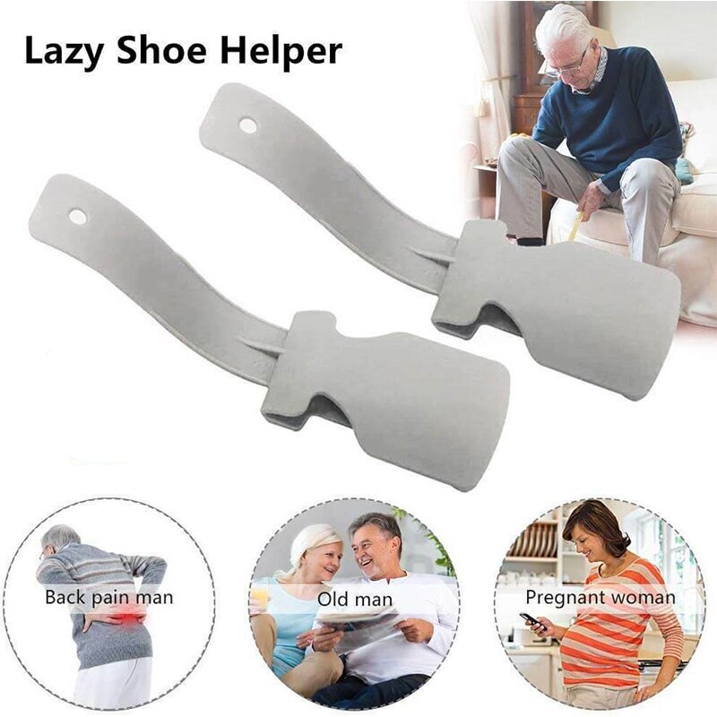 2Pcs Lazy Unisex Slijtage Schoen Hoorn Helper Schoenlepel Op En Schoen Stevige Slip Aid: 2PCS Grey