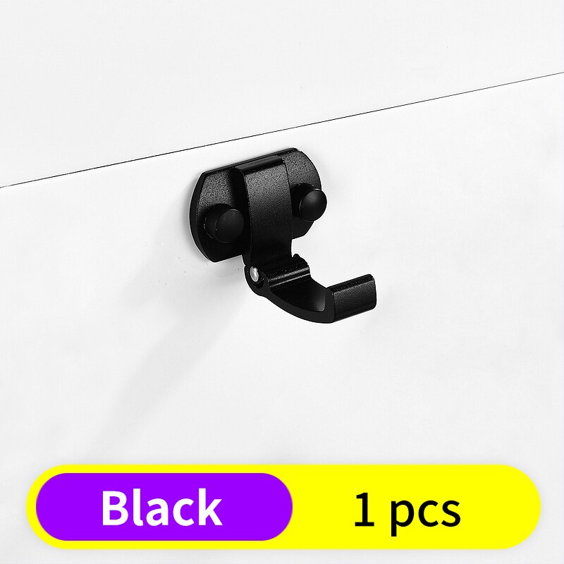 Robe Hook Black Aluminum Bathroom Hooks for Towels Bag Key Rack Folding Coat Hooks Wall Mounted Decorative Clothes Hook Hanger: Black-1 pcs