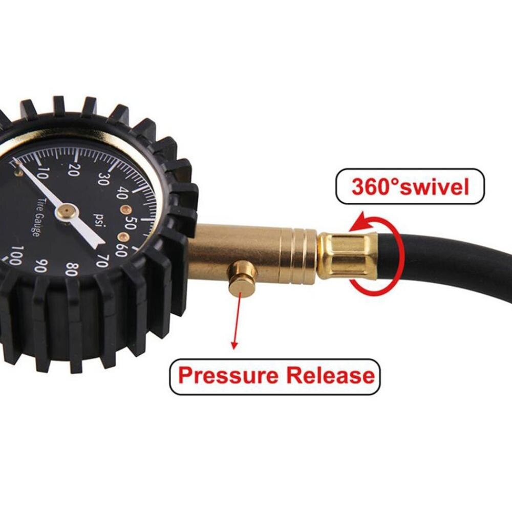 Tire Pressure Gauge Heavy Duty Tire Gauge Vehicles Universal Copper Valve Rubber Tube Tire Manometer Monitoring