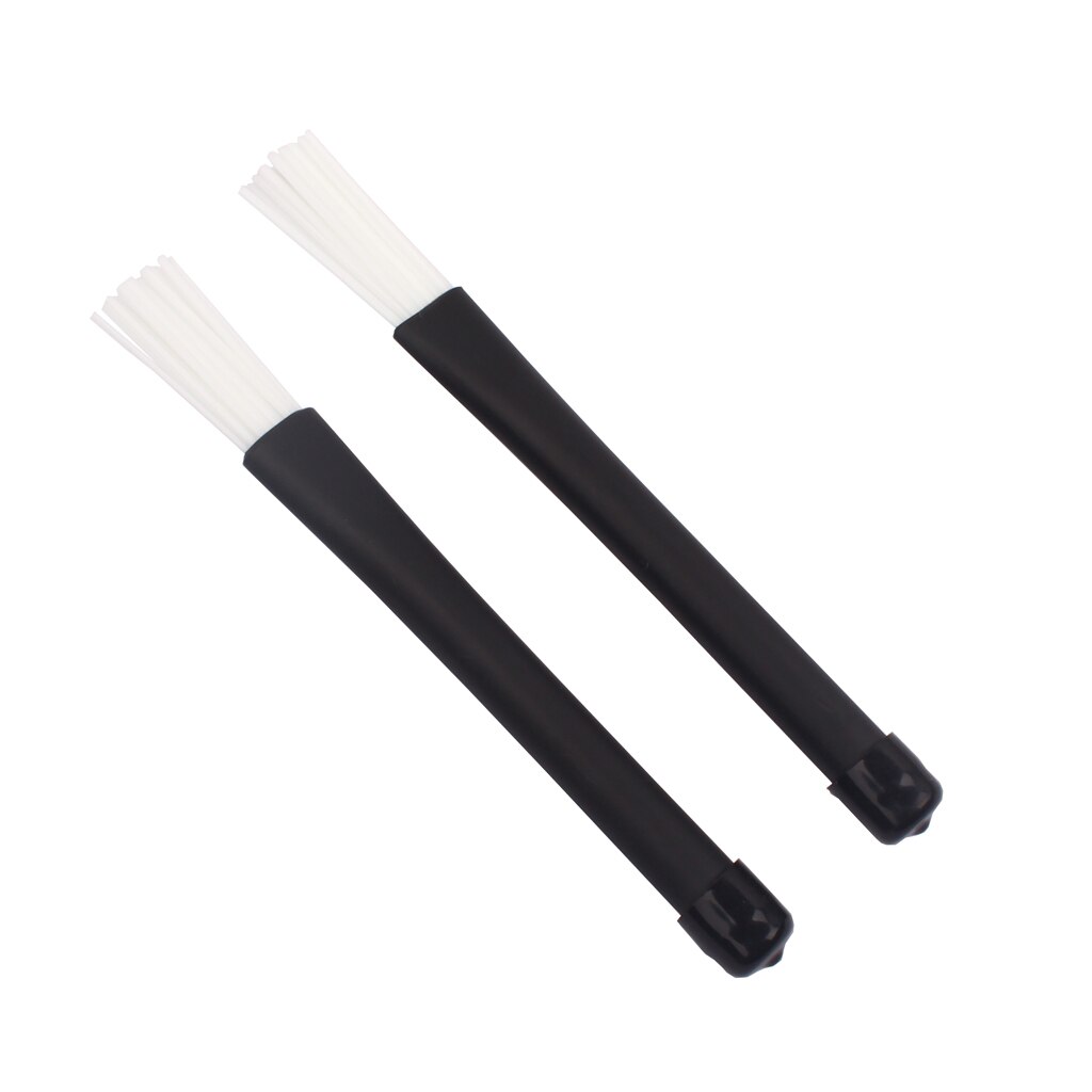 Paar 2 Stuks Intrekbare Rubberen Handgrepen Jazz Drum Brushes Sticks Wit Nylon